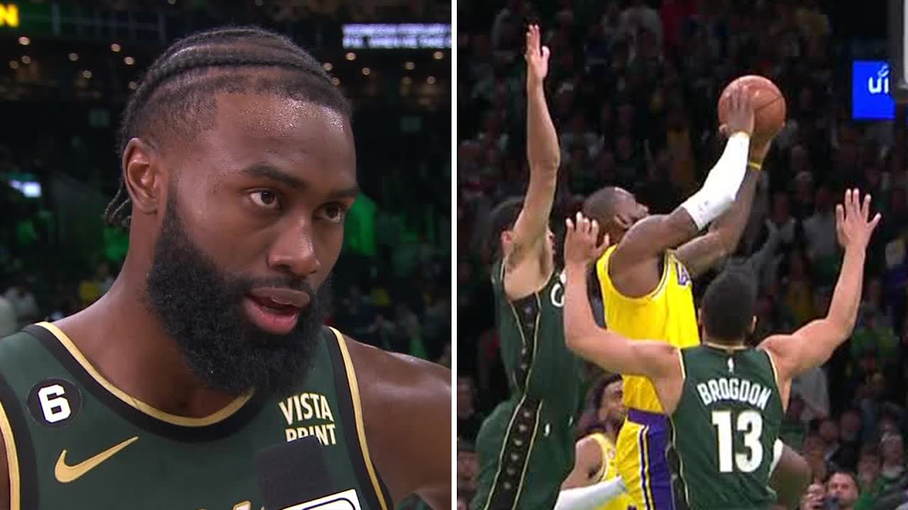 Jaylen brown 'couldn't tell' if lebron james was fouled on the last shot of regulation | nba on espn 7