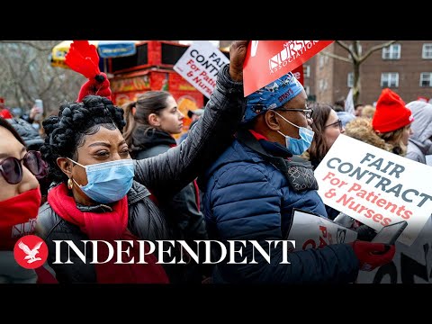Watch again: nurses stage strike in new york city after bargaining talks fail 9