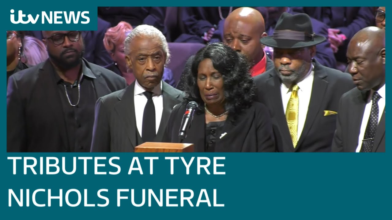 Vice president kamala harris joins mourners at memphis church for funeral of tyre nichols | itv news 10